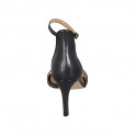 Chaussure ouverte pour femmes avec courroie en cuir noir talon 8 - Pointures disponibles:  46
