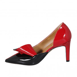 Woman's open shoe in red and black patent leather heel 8 - Available sizes:  31, 42, 45 2