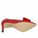 Chaussure ouverte pour femmes en cuir verni rouge et noir talon 8 - Pointures disponibles:  31, 42, 45