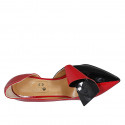 Zapato abierto para mujer en charol rojo y negro tacon 8 - Tallas disponibles:  31, 42, 45