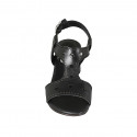 Sandale pour femmes en cuir perforé noir talon 5 - Pointures disponibles:  42