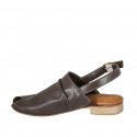 Sandale pour femmes en cuir marron talon 2 - Pointures disponibles:  33