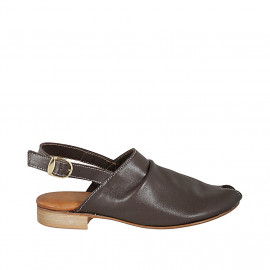 Sandale pour femmes en cuir marron talon 2 - Pointures disponibles:  33