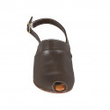 Sandale pour femmes en cuir marron talon 2 - Pointures disponibles:  33