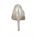 Escarpin à bout pointu pour femmes en cuir lamé platine et tissu talon 8 - Pointures disponibles:  31, 32, 42, 43, 46
