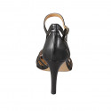 Escarpin ouvert pour femmes avec courroie en cuir noir avec talon 9 - Pointures disponibles:  31, 42, 43