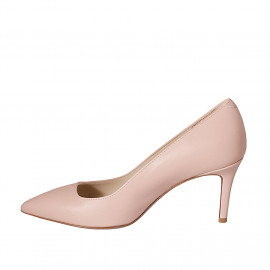 Decolté a punta da donna in pelle rosa tacco 7 - Misure disponibili: 42 2
