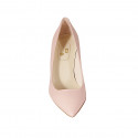Woman's pointy pump shoe in rose leather heel 7 - Available sizes:  42