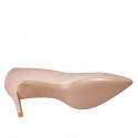 Zapato de salón puntiagudo para mujer en piel rosa tacon 7 - Tallas disponibles:  42