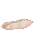 Zapato de salón puntiagudo para mujer en piel rosa tacon 7 - Tallas disponibles:  42