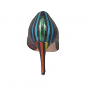 Woman's pump in multicolored printed leather heel 8 - Available sizes:  32, 34