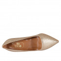 Woman's pump in golden glittered leather heel 8 - Available sizes:  33, 42, 43