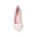 Zapato de salon en piel rosa brillante para mujer tacon 8 - Tallas disponibles:  34, 43, 44