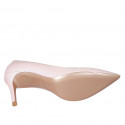Woman's pump in rose glittered leather heel 8 - Available sizes:  34, 43, 44