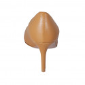 Escarpin à bout pointu pour femmes en cuir cognac talon 8 - Pointures disponibles:  32, 34, 42