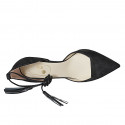 Chaussure ouverte à bout pointu pour femmes avec lacets et glands en daim noir talon 7 - Pointures disponibles:  32, 33, 34