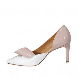 Chaussure ouverte pour femmes en cuir nue et blanc talon 8 - Pointures disponibles:  42 2