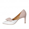 Woman's open shoe in nude and white patent leather heel 8 - Available sizes:  42
