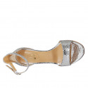 Woman's open shoe with strap in silver laminated printed leather heel 8 - Available sizes:  42, 43, 45, 46