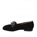 Woman's mocassin with chain in black suede heel 1 - Available sizes:  42
