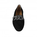 Mocasino para mujer con cadena en gamuza negra tacon 1 - Tallas disponibles:  42