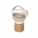 Sandale avec courroie et elastique pour femmes en cuir et cuir tressé blanc talon 5 - Pointures disponibles:  46