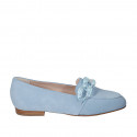 Mocassino da donna con catena in camoscio azzurro tacco 1 - Misure disponibili: 42, 43