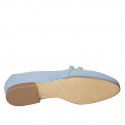 Woman's mocassin with chain in light blue suede heel 1 - Available sizes:  42, 43