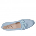 Mocassin pour femmes avec chaine en daim bleu clair talon 1 - Pointures disponibles:  42, 43