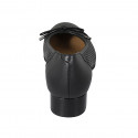 Escarpin pour femmes avec noeud en cuir et cuir perforé noir talon 3 - Pointures disponibles:  32