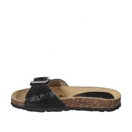 Mule pour femmes en cuir verni noir avec boucle talon compensé 2 - Pointures disponibles:  42 2