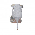 Chaussure ouverte pour femmes avec courroie en cuir scintillant argent talon 9 - Pointures disponibles:  44