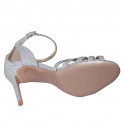 Woman's open shoe with strap in silver glittered leather heel 9 - Available sizes:  44