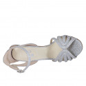 Chaussure ouverte pour femmes avec courroie en cuir scintillant argent talon 9 - Pointures disponibles:  44
