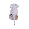 Chaussure ouverte à bout pointu pour femmes avec courroie croisée en daim brodé lilas talon 10 - Pointures disponibles:  32, 33, 34, 42, 43, 44