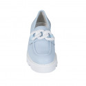 Mocassino da donna con catena in pelle azzurra tacco 4 - Misure disponibili: 42, 44