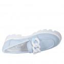 Mocassin pour femmes avec chaîne en cuir bleu clair talon 4 - Pointures disponibles:  42, 44