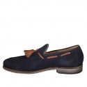 Mocassin avec glands pour hommes en daim bleu foncé - Pointures disponibles:  38, 47