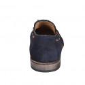 Men's loafer with tassels in dark blue suede - Available sizes:  38, 47