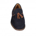 Mocassino da uomo con nappine in camoscio blu scuro - Misure disponibili: 38, 47