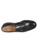 Mocassino da uomo con accessorio in pelle nera - Misure disponibili: 49
