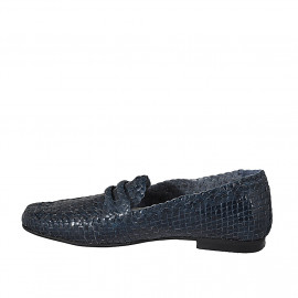 Mocasin para mujer en piel trensada azul con tacon 1 - Tallas disponibles:  44 2