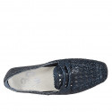 Mocassino da donna in pelle intrecciata blu con tacco 1 - Misure disponibili: 44