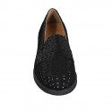 Woman's loafer with removable insole in black pierced and printed suede heel 3 - Available sizes:  31