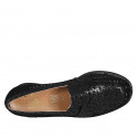 Woman's loafer with removable insole in black pierced and printed suede heel 3 - Available sizes:  31