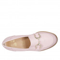 Mocassin pour femmes avec accessoire, elastiques et semelle amovible en cuir rose talon 3 - Pointures disponibles:  31, 42, 44