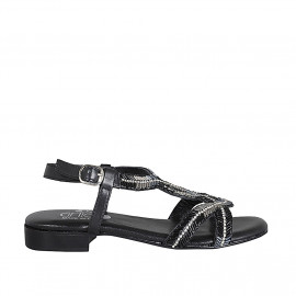 Sandalo da donna in pelle nera con strass e tacco 2 - Misure disponibili: 32, 33