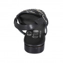 Sandale pour femmes en cuir noir avec strass et talon 2 - Pointures disponibles:  32, 33