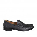 Mocassin pour hommes en cuir dégringolé noir - Pointures disponibles:  38, 47, 49, 50