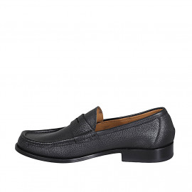 Mocassin pour hommes en cuir dégringolé noir - Pointures disponibles:  38, 47, 49, 50 2
